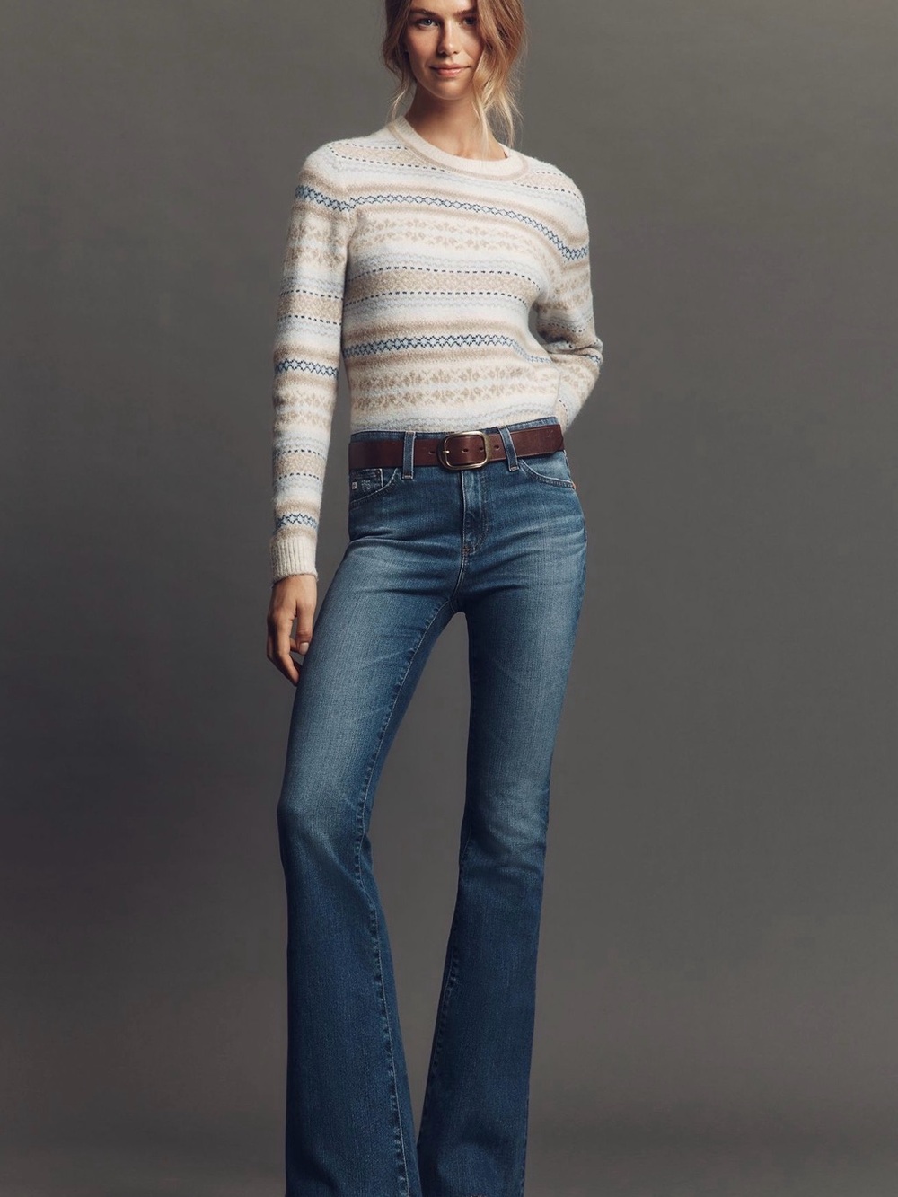 Ag Adriano Goldschmied Women's Flare Jeans in Blue Denim